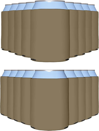 PartyPrints 1000 Pack Taupe Blank Can Cooler Sleeves, Customizable Bulk Can Coolers, Extra-Thick Collapsible Drink Insulator Sleeve, Beer Can Coolers for Party Beverages