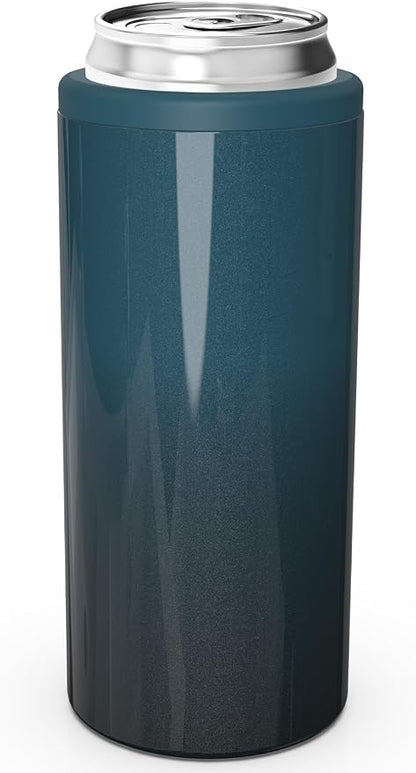 TILUCK Skinny Can Cooler, Stainless Steel Insulated Slim Cans, 12 oz | Beer & Hard Seltzer, Doucle-Walled Stainless Steel Insulated Slim Cans, Slim 12 oz(Glitter IndigoBlack)