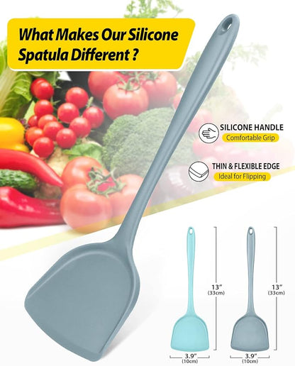 BUNDLEPRO Silicone Seamless Wok Spatula, 2 Pack | Non-Stick, Heat Resistant, Easy to Clean, Dishwasher Safe, Kitchen Utensil for Cooking, Baking, Stir-Fry