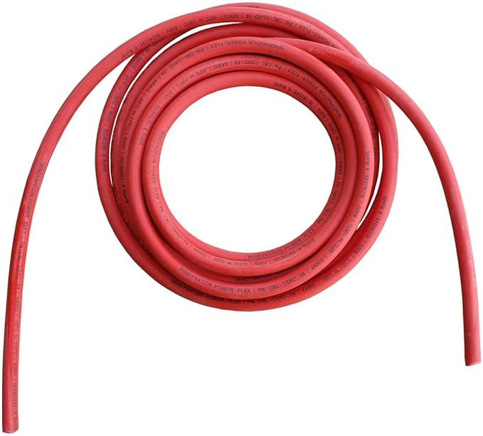 WindyNation 1/0 Gauge AWG (10 Feet Black + 10 Feet Red) Power Inverter Battery Cable Wire Kit for DC to AC Inverters RV, Car, Solar, Marine, Off-Grid