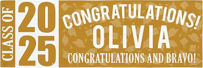 Let's Make Memories Personalized Graduation Banner Class of 2025 - Graduation Party Decorations - Congratulations Banner - Indoor/Outdoor Vinyl - Best in Class - Gold - 10 ft.