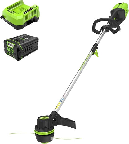 Greenworks 80V 16 inch Brushless String Trimmer, 2.0Ah Battery & Rapid Charger Included, ST80L210