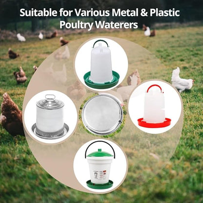 Heated Base Water Heater for Poultry Waterer, 55 Watts Chicken Pet Water Deicer, Metal Poultry Founts Pet Heater for Winter