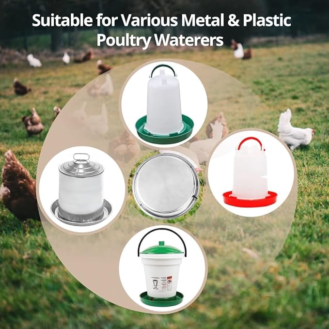 Heater Water Pet for Metal Poultry Founts, Chicken Waterer Poultry Base Deicer Heated Heated Base Pet Water Heater Winter 55 Watts for
