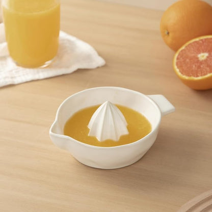 Ceramic Lemon Juicer Reamer Manual Citrus Lime Hand Squeezer Bowl Handheld | with Handle and Pour Spout, Easy to Use and Clean, Dishwasher Safe