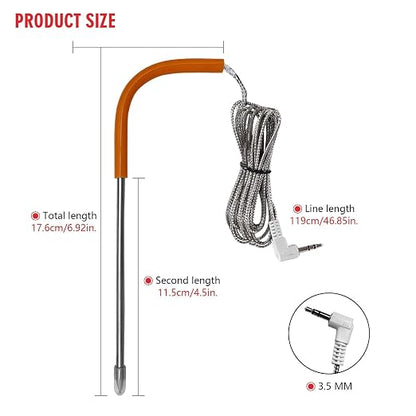 2 PCS Meat Probe for Traeger Pellet Grill with Grommets & Clips, 3.5mm Plug | Compatible with Traeger, Waterproof Probe Tip, High Accuracy, Heat Resistance to 718 °F (380 °C), Plug & Play, Easy to Clean