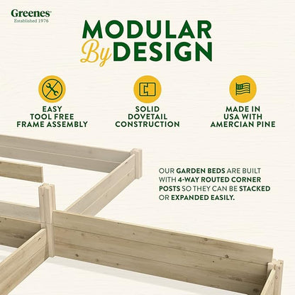 Greenes Fence Original Pine Raised Garden Bed, 8' x 12' x 10.5" U-Shaped Bed - Made in USA with American Pine