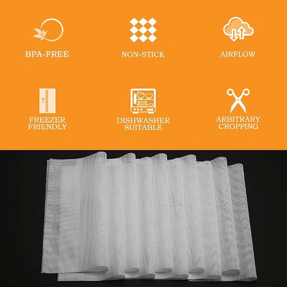 BPA-Free Silicone Dehydrator Sheet for Dehydrator Tray, 15.5x15.5in 10-pack | Non-stick Dehydrator Tray Liners Help Stop Dried Food From Sticking, Lift Food Intact, and Cut Cleanup Time - Dishwasher Safe