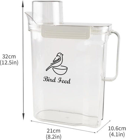 Bird Seed Storage Container,5L Large Capacity Pet Food Storage Containers with Handle,Airtight Wild Bird Seed Dispenser-for PetBirds Parakeets Finches Food Mealworms Storage/BPA Free-Clear