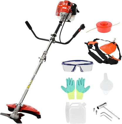 Weed Eater Gas Powered 52cc 2-Stroke Gas Crank, 2 in 1 Grass Trimmer, Multi-Functional Trimming Tool - String Trimmer, Brush Trimmer Red
