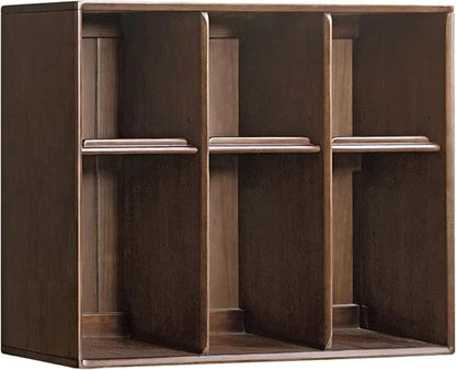 YESWOOD Modular Bookcase Storage Cubes, 100% Solid Rubberwood TV Stand Free Combination, Small Walnut Color Buffet Cabinet for Living Room Bedroom Study