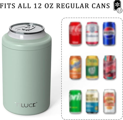 TILUCK Standard Can Cooler, Stainless Steel Insulated Cans, 12 oz | Beer & Hard Seltzer, Doucle-Walled Stainless Steel Insulated Slim Cans, Slim 12 oz