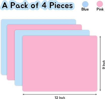 Silicone Mats for Resin Crafts 9"W x 12"L: Non-Slip Heat Resistant Small | Nonstick Silicone Sheets - Easy to Cut Silicone Mat for Jewelry Casting Nail Arts Clay 2 Pcs Blue & 2 Pcs Pink