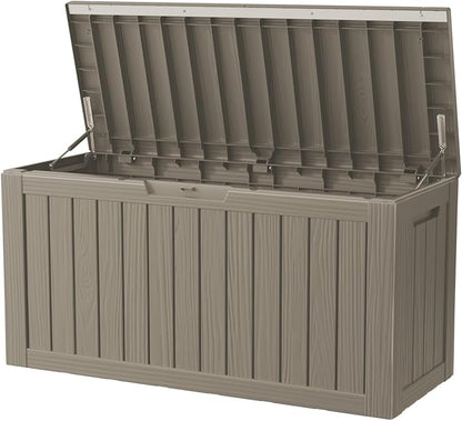 80 Gallon Outdoor Storage Box – Resin Deck Box with Lockable Lid, Waterproof Patio Furniture Storage for Tools, Garden & Yard Organization