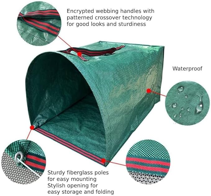 72 Gallon Yard Lawn Garden Bags, Large Standable Leaf Bags, Outdoor Garbage Can - Collapsible Trash Can for Parties, Yard Waste, Laundry, Camping - 1 Count
