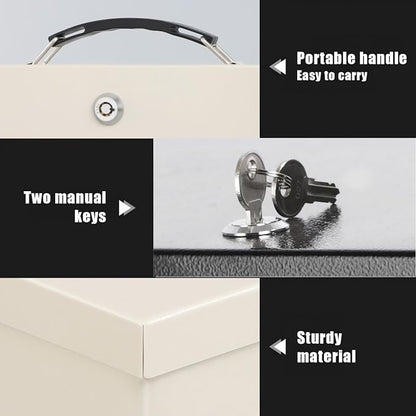 xydled Fire Resistant Safe Fire Safe Box with Key Lock for Home Office Security Storage for Valuables Documents,13.2"x 11"x 5.1" Inch,White