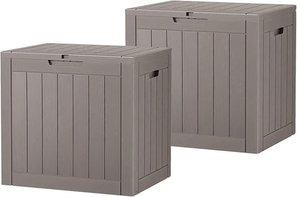 KAMABOKO 32 Gallon Outdoor Storage Box 2 Pack All-Weather Deck Box for Patio Furniture, Package Deliveries, Garden Tools, Pool Supplies & Cushions, Grey