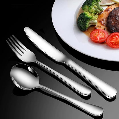 49PCS Silverware Set with Organizer, Stainless Steel Flatware Drawer Cutlery Set for 8, Kitchen Utensils with Steak Knives Mirror Polished Dinner Knife Forks Spoons Tableware Service Tray