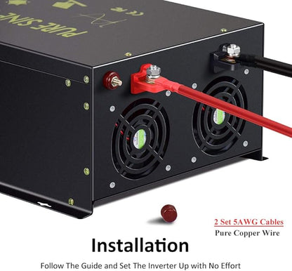 WZRELB 7000W 36V 110-120V Pure Sine Wave Power Inverter with 4 AC Outlets,Bipolar High-Frequency Inverter
