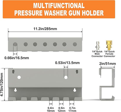 GASHER Pressure Washer Gun Holder, Wall Mount Foam Cannon Holder for Pressure Washer Gun, Fit 1/4 Inch Quick Connector