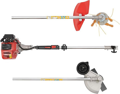Weed Eater Gas Powered Weed Gas Edger, 26CC 2 Blade Heads, Air-Cooled 2-Stroke Cordless Lawn Edger Gas String Trimmer with Handle & Shoulder Strap for Garden Lawn Grass Trimmer