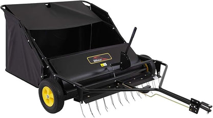 Brinly STS-42BHDK-A 42" Tow-Behind Lawn Sweeper with Dethatcher and Hamper Windscreen