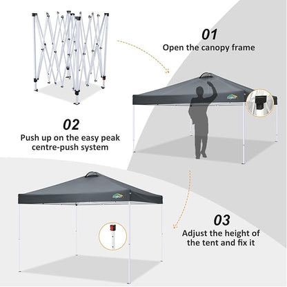 COBlZI 10x10 Pop Up Canopy Tent with 4 Removable Sidewalls，Waterproof Commercial Easy Adjustable Gazebo Tent with Air Vent, 4 Sandbags，4 Stakes & 8 Ropes（Tents for Party/Exhibition,Grey