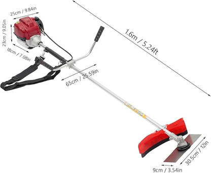 35.8cc 4-Stroke Gas Powered Grass Trimmer/Edger, 12" Weed Wacker Gas Powered, 1050W Manganese Steel Blade, Lawn Mower & Boat Propeller for Yard, Orchard, Fishing Boat