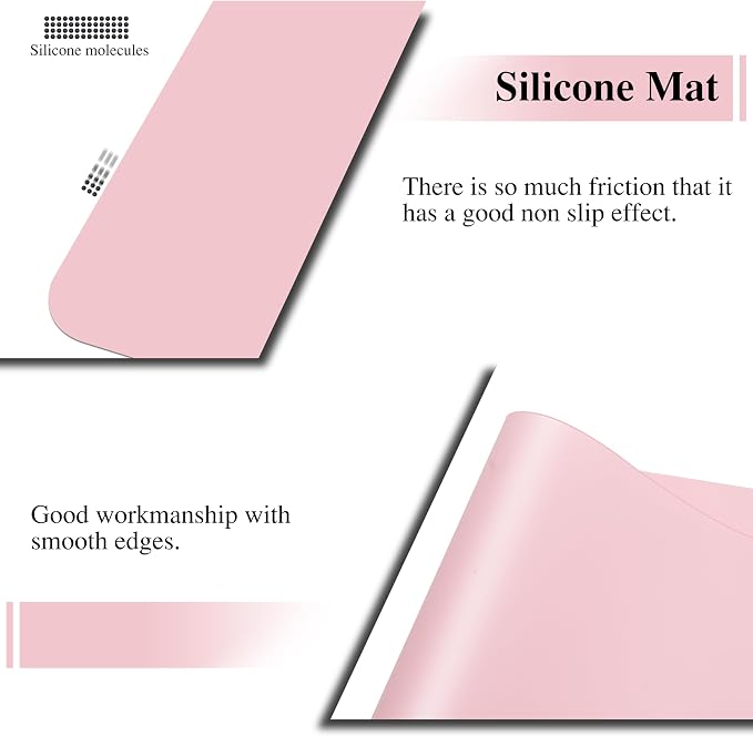 Silicone Craft Mats, YACEYACE 2Pcs 24"x 16" Large Silicone Mat, Pink Silicone Craft Mats for Paiting, Jewelry,Heat Resistant, Kitchen Counter