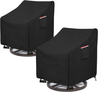 Okcool Outdoor Swivel Chair Cover 2 Pack,Outdoor Furniture Patio Chair Covers Waterproof Clearance,(30" W x 34" D x 38.5" H) Outdoor Lawn Patio Furniture Covers,Black