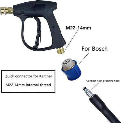 5800PSI/400Bar Ultra Flexible Pressure Washer Hose for Bosch Home Cleaning, 5M-30M High Pressure Extension Tube with Quick-Connect Adapter,(Red/Blue/Yellow/Green/Grey/Orange/Light Blue)(Orange,16FT)