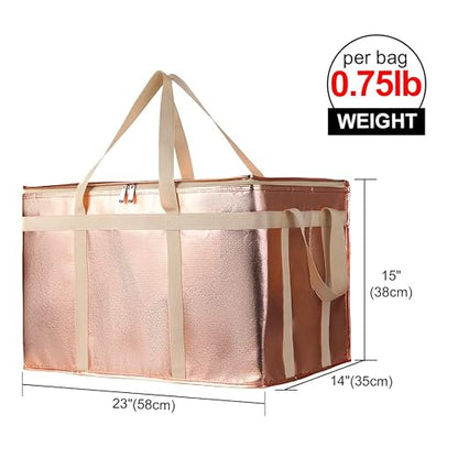Bodaon 2-Pack Insulated Pizza Delivery Bags, XXX-Large Commercial Food Delivery Insulation Bag for Hot/Cold Food, Large Capacity Reusable Warming Bag, Gold