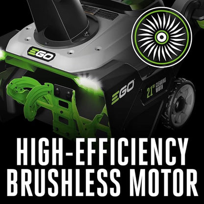 EGO Power+ SNT2112 21-Inch 56-Volt Lithium-Ion Cordless Snow Blower with Peak Power and Steel Auger - (2) 5.0Ah Batteries and Dual Port Charger Included
