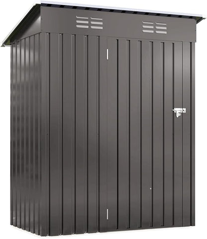 5x3x6FT Outdoor Storage Shed, Galvanized Steel Garden Shed with Lockable Door & Window, Waterproof Metal Tool Storage for Garden, Backyard, Patio, Lawn(Pitched Roof)