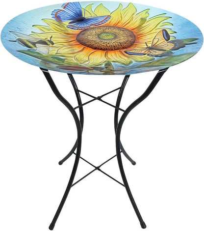 Briarwood Lane Sunflower Dance Glass Birdbath
