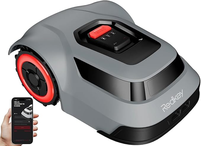 Redkey MGC500 Robot Lawn Mower with 393ft Boundary Wires for 0.12 Acre (1/8 Acre), 45% Slope, 70Mins Runtime, Auto Recharge, Automatic Robotic Lawn Mower w/Precise Location & Breakpoint Detection