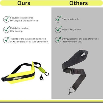 Good Vibrations Zero Gravity - Universal Weight Absorbing String Trimmer Strap with Bungee PRO-X System & Deluxe Comfort Shoulder Pad - Reliefs Body Tensions & Stabilizes Trimmer for Maximum Control