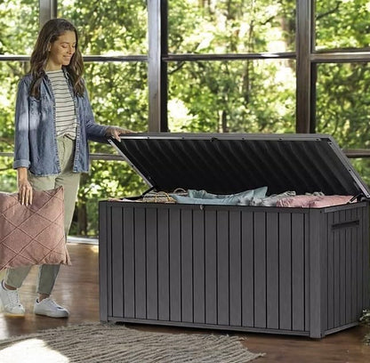 170-Gallon Outdoor Storage Deck Box, Weather-Resistant, (Graphite)
