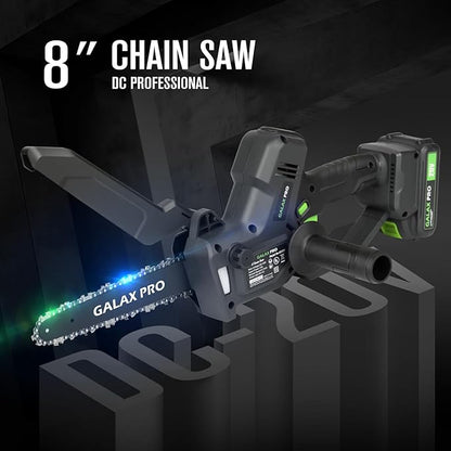 GALAX PRO 8 Inch Mini Chainsaw with Auto Oiler[2025 Upgraded]Handheld Cordless Electric Chain Saw with 2x2.0Amh Batteries for Outdoor Tree Branch Cutting,Home Improvement, Garden & Orchard Pruning