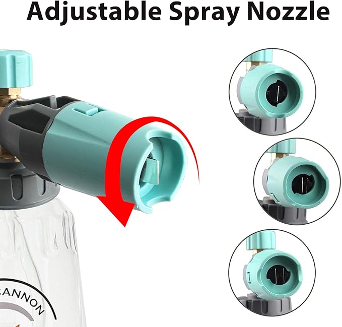 Sooprinse Foam Cannon, Adjustable Snow Foam Lance Transparent Body, Professional Car Foam Blaster with 1/4 Inch Quick Connector, 4000 PSI, 1L