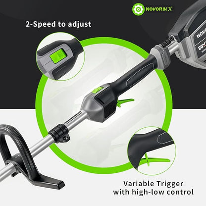 60V Lithium Ion Cordless String Trimmer, 17 Inch Two Speed Brushless String Trimmer with 5.0Ah Battery and Charger