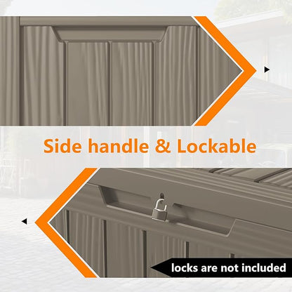 80 Gallon Outdoor Storage Box – Resin Deck Box with Lockable Lid, Waterproof Patio Furniture Storage for Tools, Garden & Yard Organization