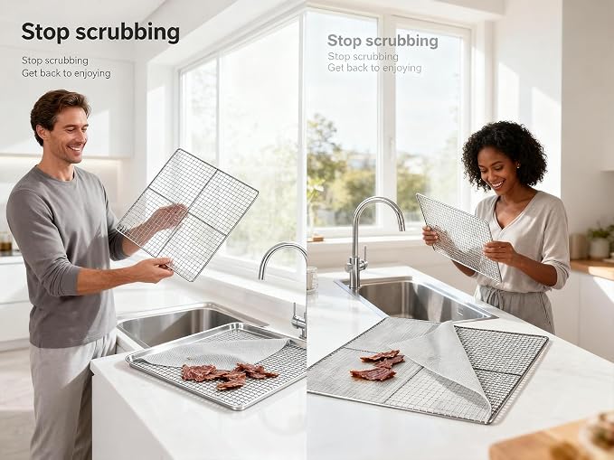 Silicone Dehydrator Tray Liner: for Cosori Magic Mill Ivation 12"x13" 10-PK | BPA-Free Mesh Non-stick Liners Help Stop Dried Food From Sticking, Lift Food Intact, and Cut Cleanup Time - Dishwasher Safe