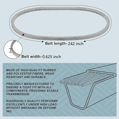 5/8 x 242'' Mower Deck Belt Replace for 105-8783 108-4071, Kevlar Lawn Mower Belt for Toro Z Master Z500 Z528 Z553 Z555 Z557 Z558 Z560 Z587L Z588E (Toro 105-8783)