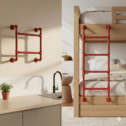2 Step Wall-Mounted Ladder - Modular System - Assembly Stairs 2-Rung Egress Ladder for Window, Well, Loft, Warehouse, Blanket Rack - Indoor & Outdoor - Certified - Sectional Ladders - Expandable