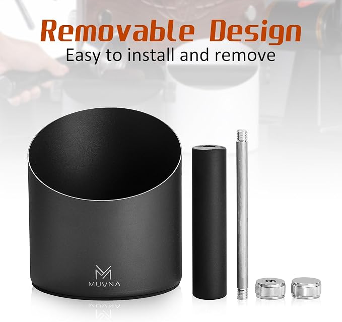 Espresso Knock Box – 20 Pucks Capacity Coffee Grounds Bin, Silent Removable Silicone Bar & Non-Slip Base, Slanted-Mouth Waste Bin For Home Baristas, Espresso Machines Accessories, Deep Black