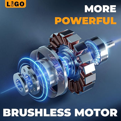 LIGO 40V Cordless Lawn Mower w/11Gal Bag & 2X4.0Ah Battery | 15" Brushless Motor, 6-Position Height (0.98"-2.95") | Walk-Behind Grass Catcher w/Patented Comb | 20V/40V Tool Compatible