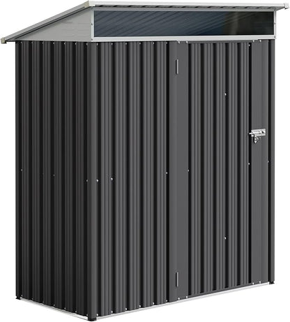 Vongrasig 5 x 3 FT Outdoor Storage Shed, Metal Shed Small Garden Tool Storage Shed with Large Window and Lockable Door for Outside Backyard Patio Lawn (Dark Grey)