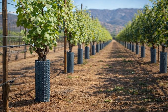 15" Tree Trunk Protector Spiral Guards, Stackable & Adjustable Tree Bark Protectors, Tall Sapling Guards Protect from Weed Eaters, Deer & Rodents, Orchard & Vineyard Vine Protection (60, Slate)