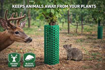 15" Tree Trunk Protector Spiral Guards, Stackable & Adjustable Tree Bark Protectors, Tall Sapling Guards Protect from Weed Eaters, Deer & Rodents, Orchard & Vineyard Vine Protection (60, Green)